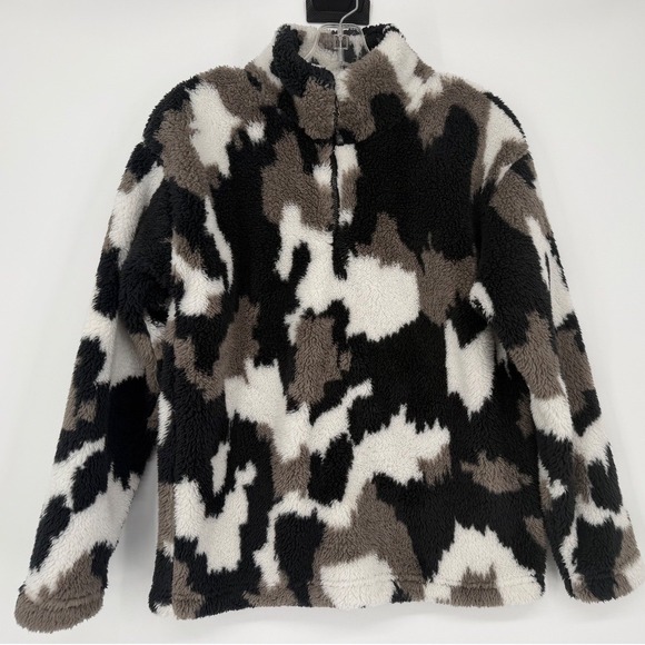 Eddie Bauer Sweaters - Eddie Bauer Fleece Pullover Women Size S Black White Grey Excellent Sherpa Camo